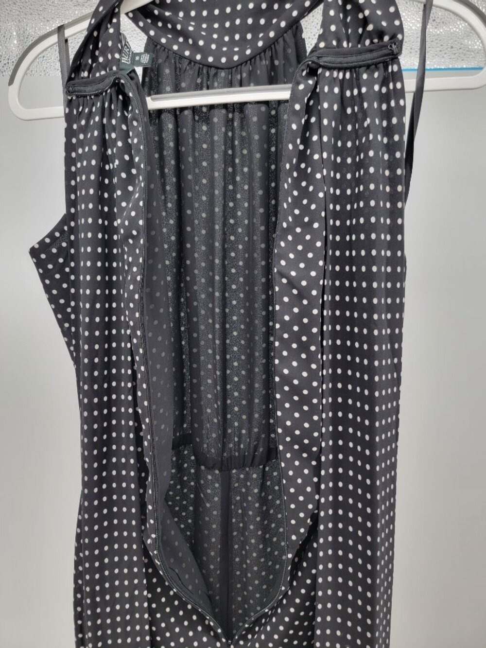 Lauren Ralph Lauren Polka Dot Wide Leg Halter Jumpsuit Size 10 Black White - Picture 5 of 9